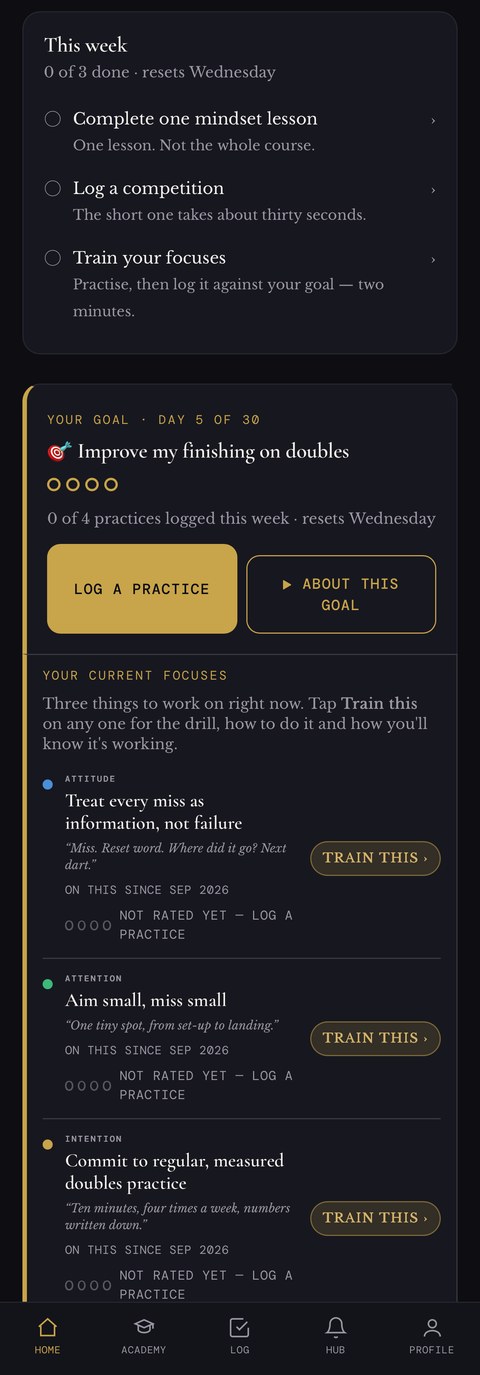 The 360 Darts app home screen